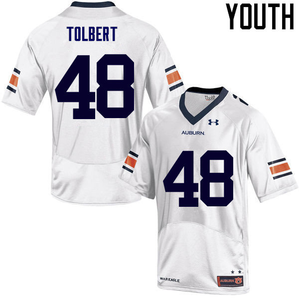 Youth Auburn Tigers #48 C.J. Tolbert College Football Jerseys Sale-White - Click Image to Close